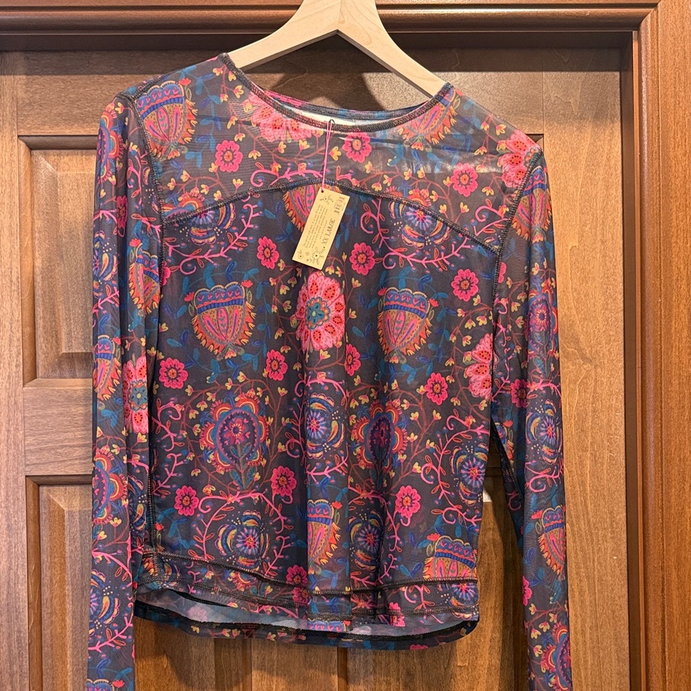 NATURAL LIFE Colorful Floral Long Sleeve Top